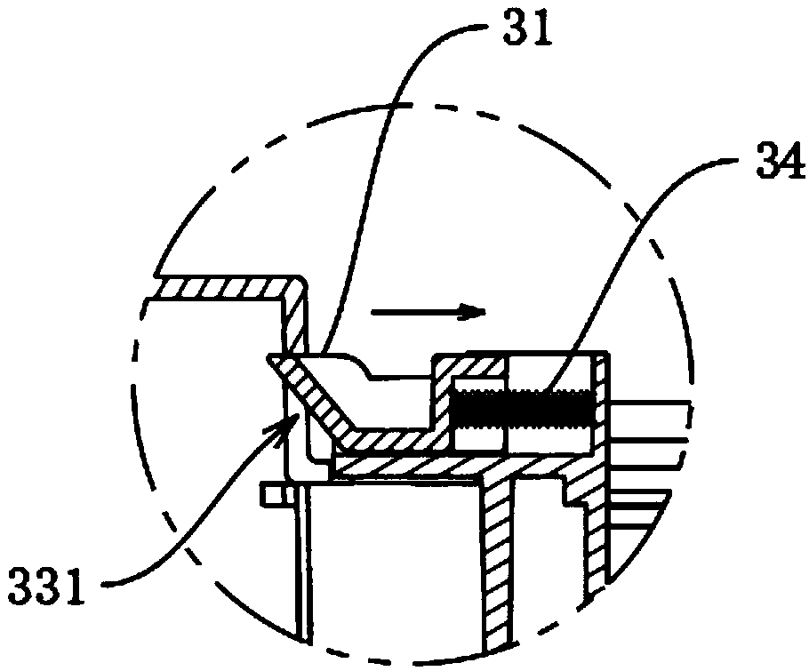 Water squeezing module used for horizontal plate mop, and horizontal plate mop bucket provided with water squeezing module