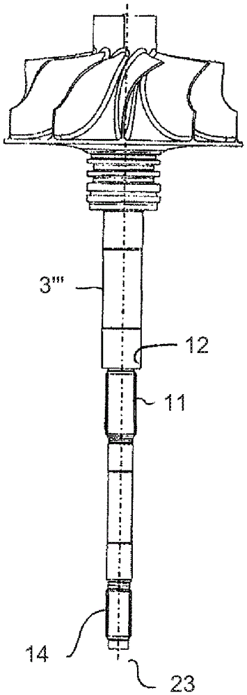 Rotor for a turbocharger device, turbocharger device having a rotor, and shaft for a rotor of said type