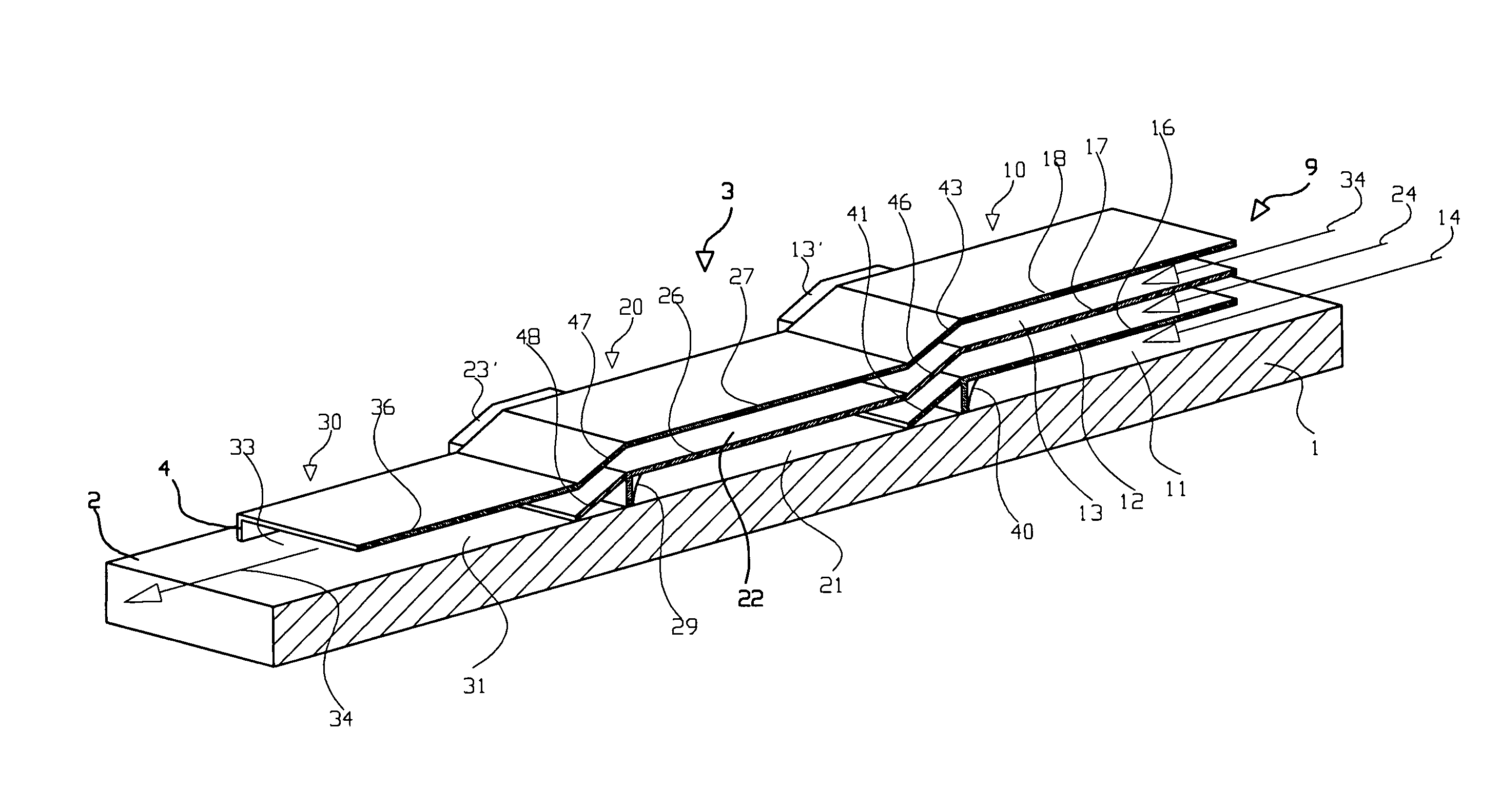 Multistage heat exchanging duct comprising a parallel conduit