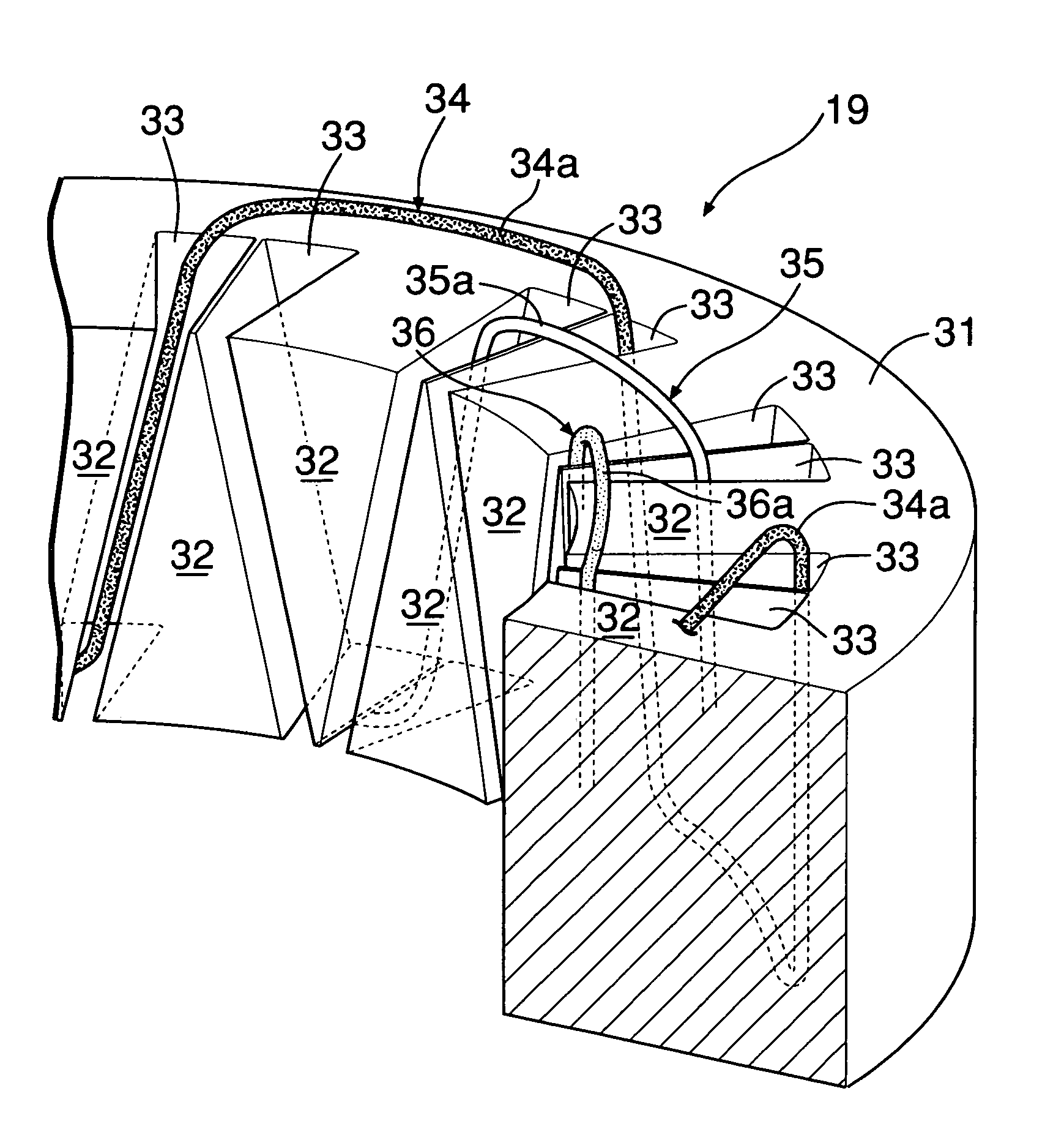 Motor stator core with skewed slots and production process therefor