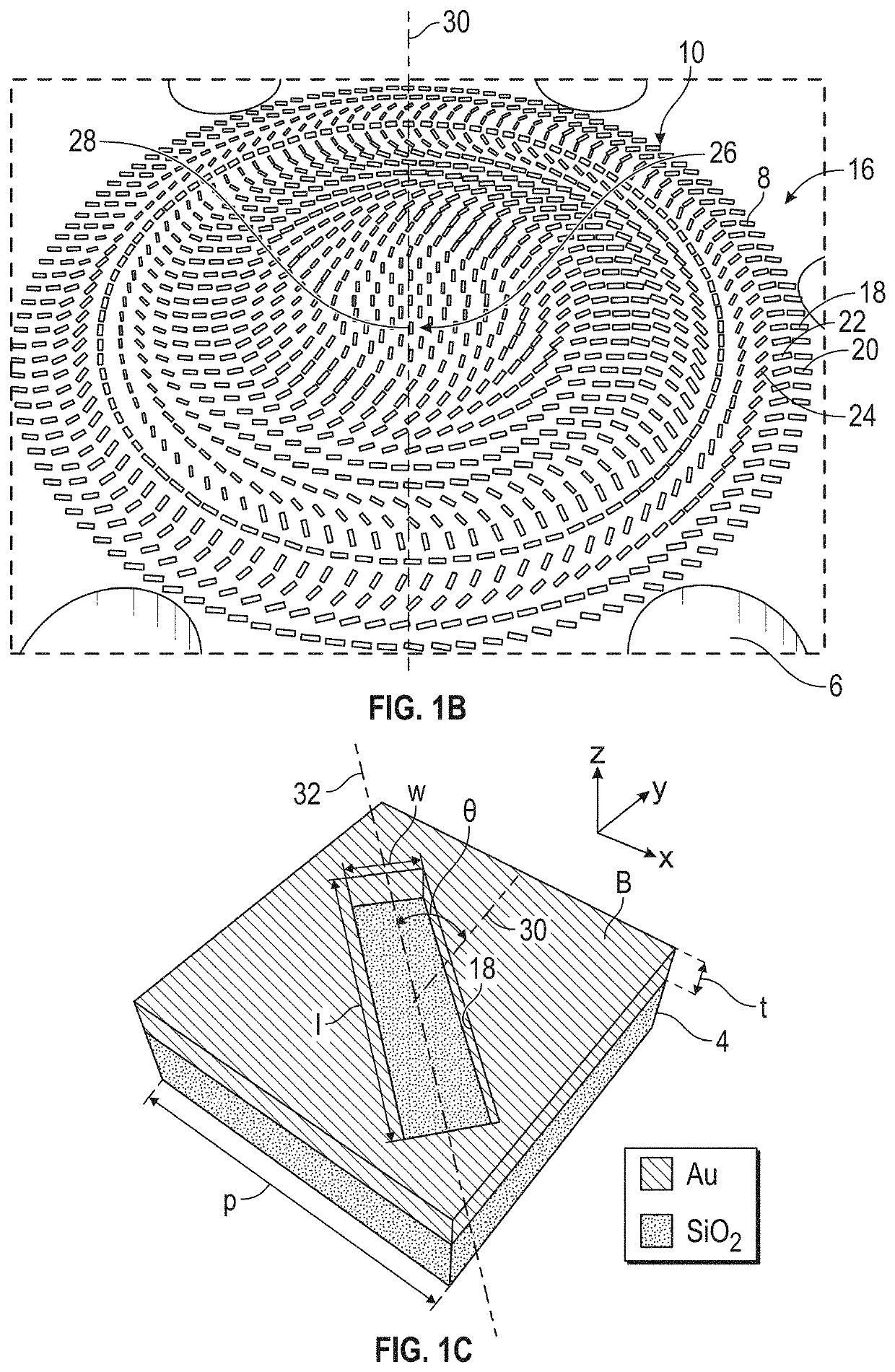 Metasurface on optical fiber and related method