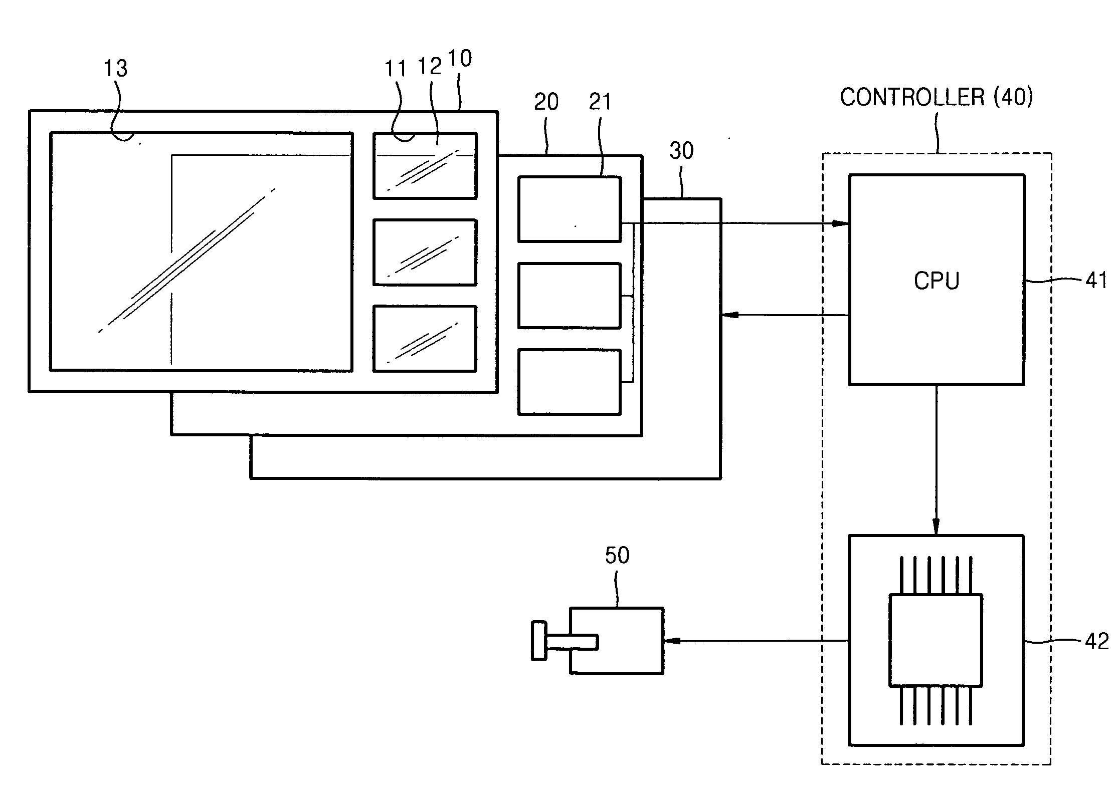 Input device with display buttons and portable electronic device having the same