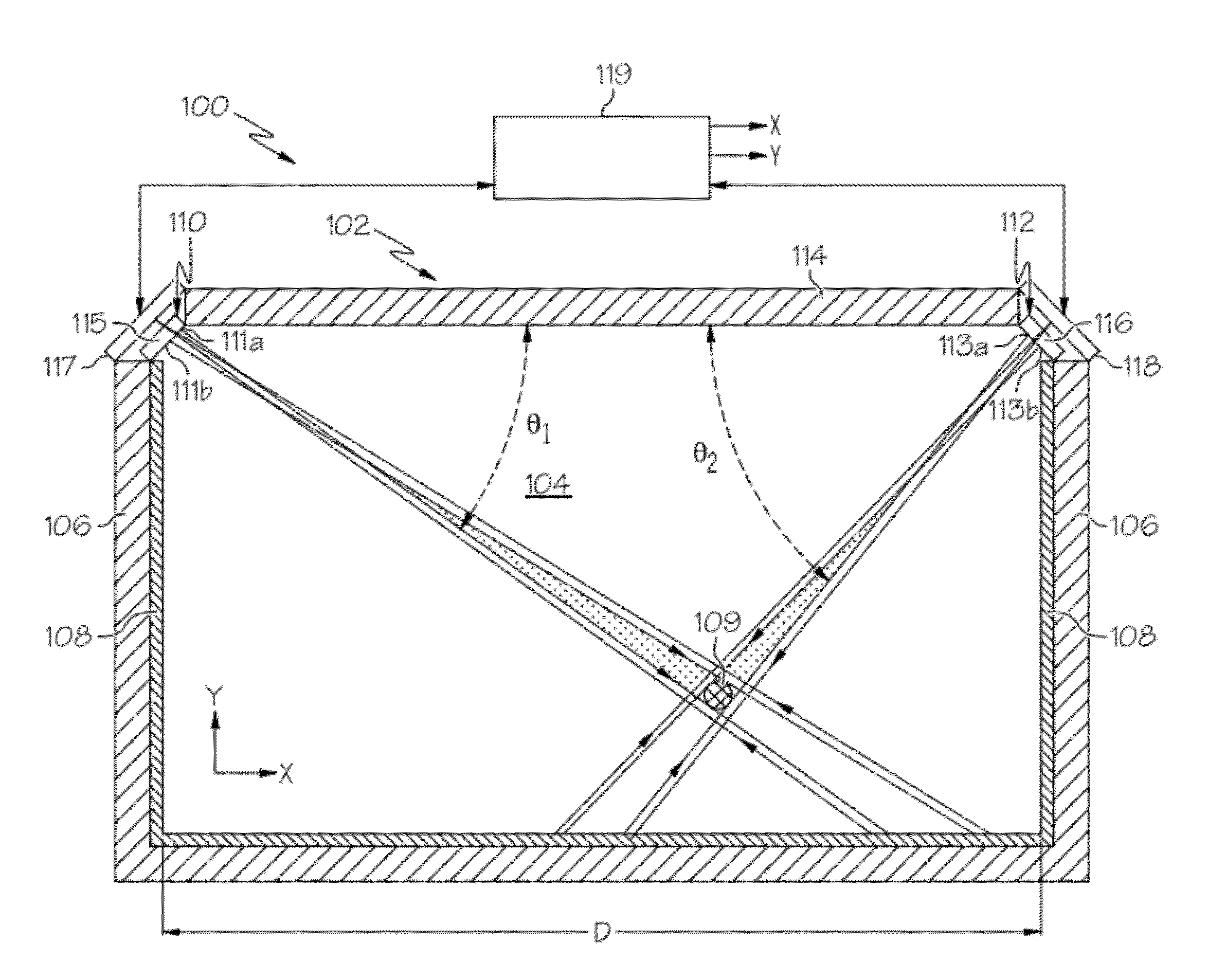 Position sensing systems for use in touch screens and prismatic film used therein