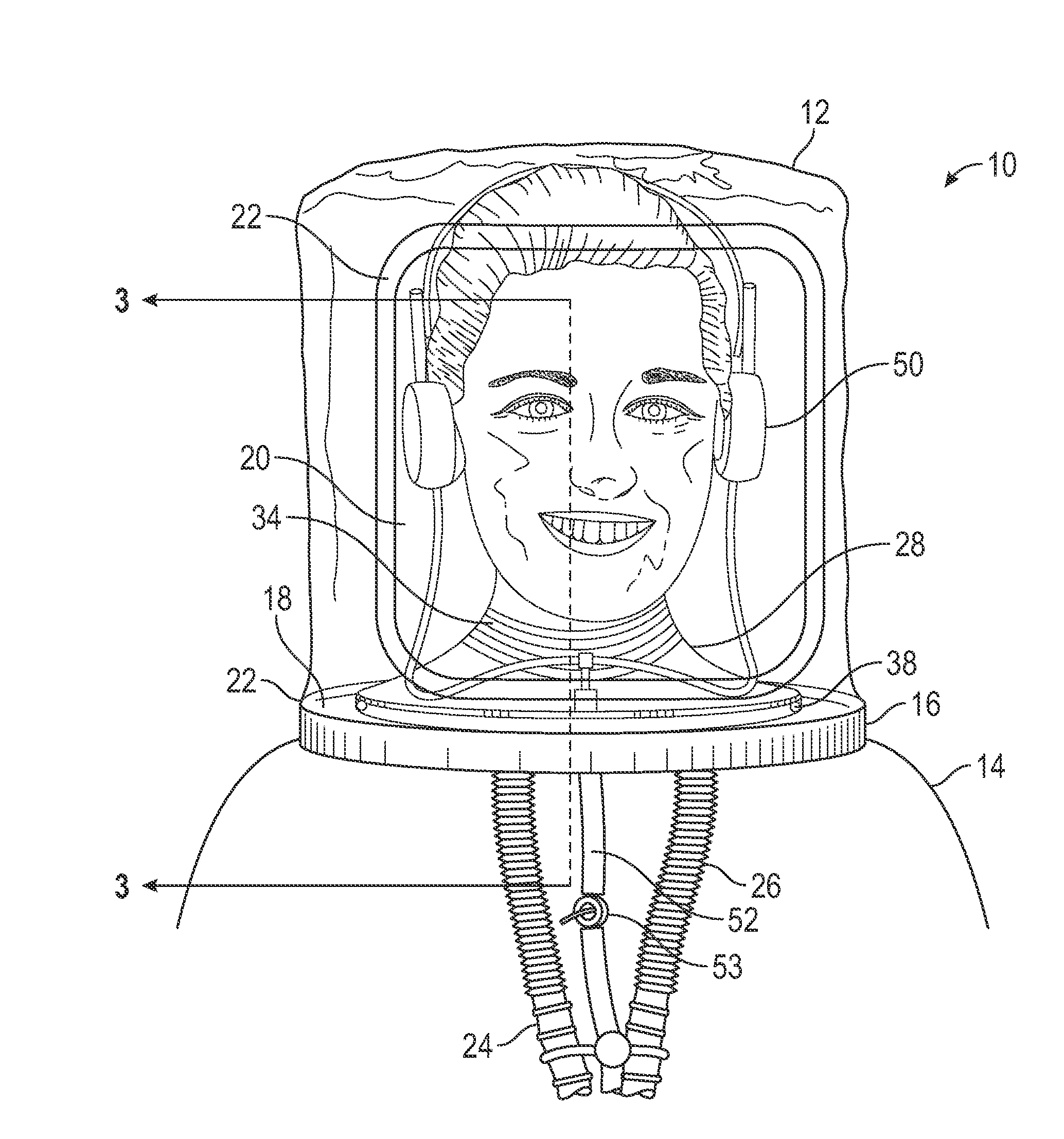 Neck seal for a gas treatment hood