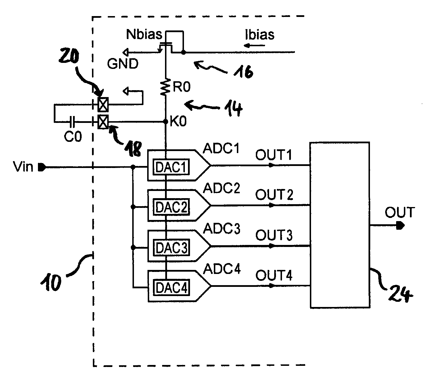 Integrated circuit arrangement comprising at least one digital-analogue converter