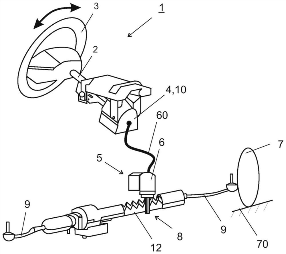 Steer-by-wire system with differential damping when entering and exiting corners