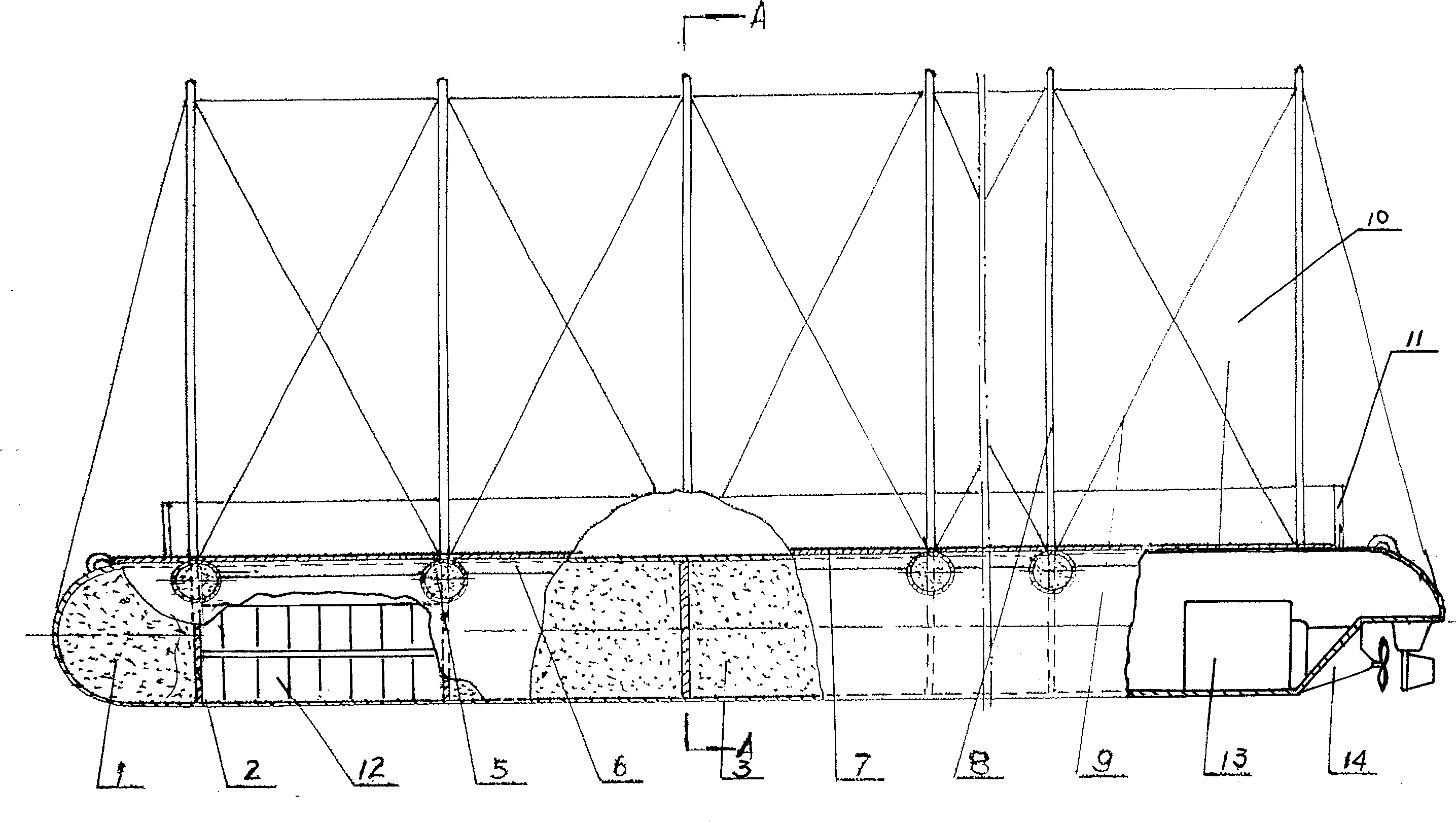 Double-body target ship with float structure and power device