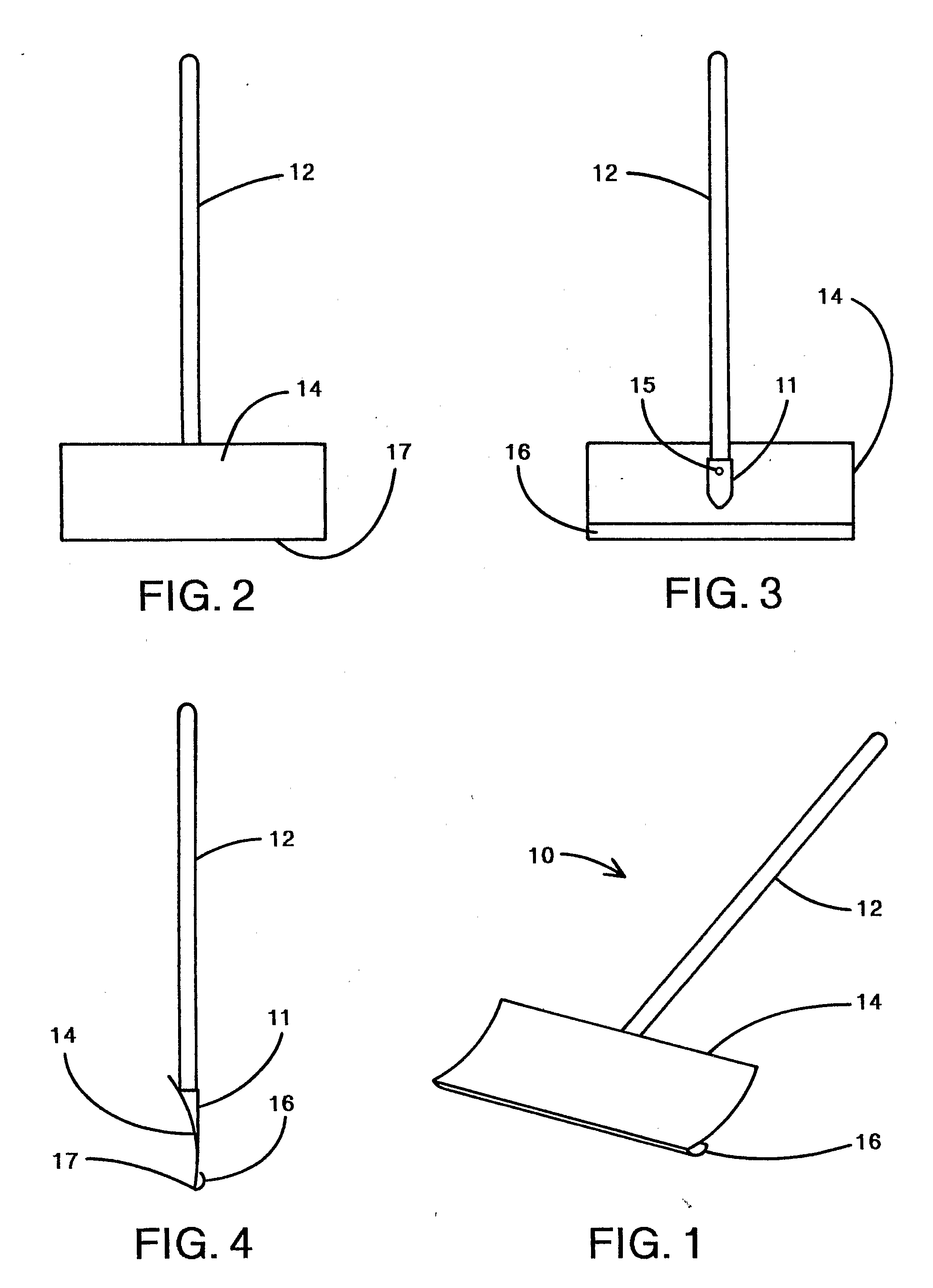 Snow shovel with convex edge