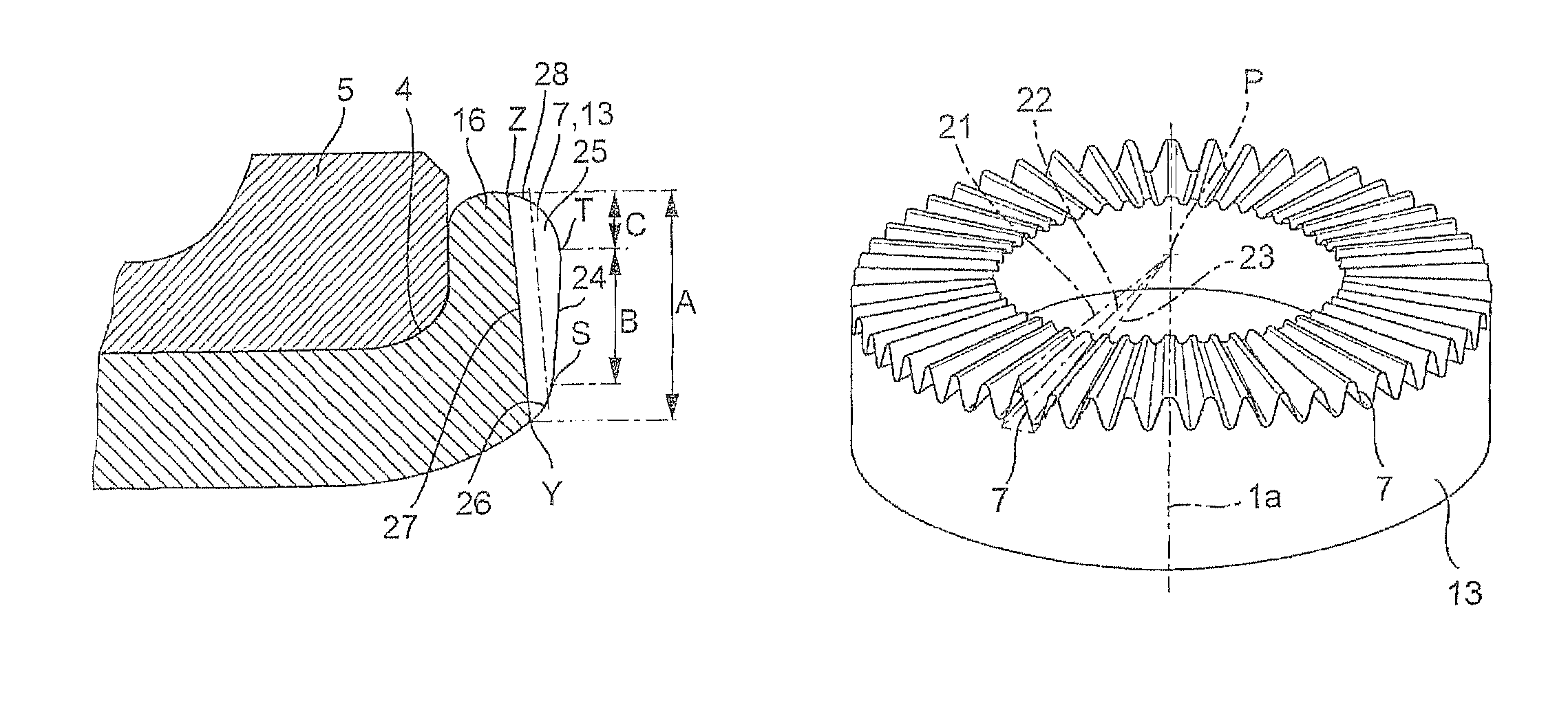 Collar having end-side teeth for a drivable wheel hub