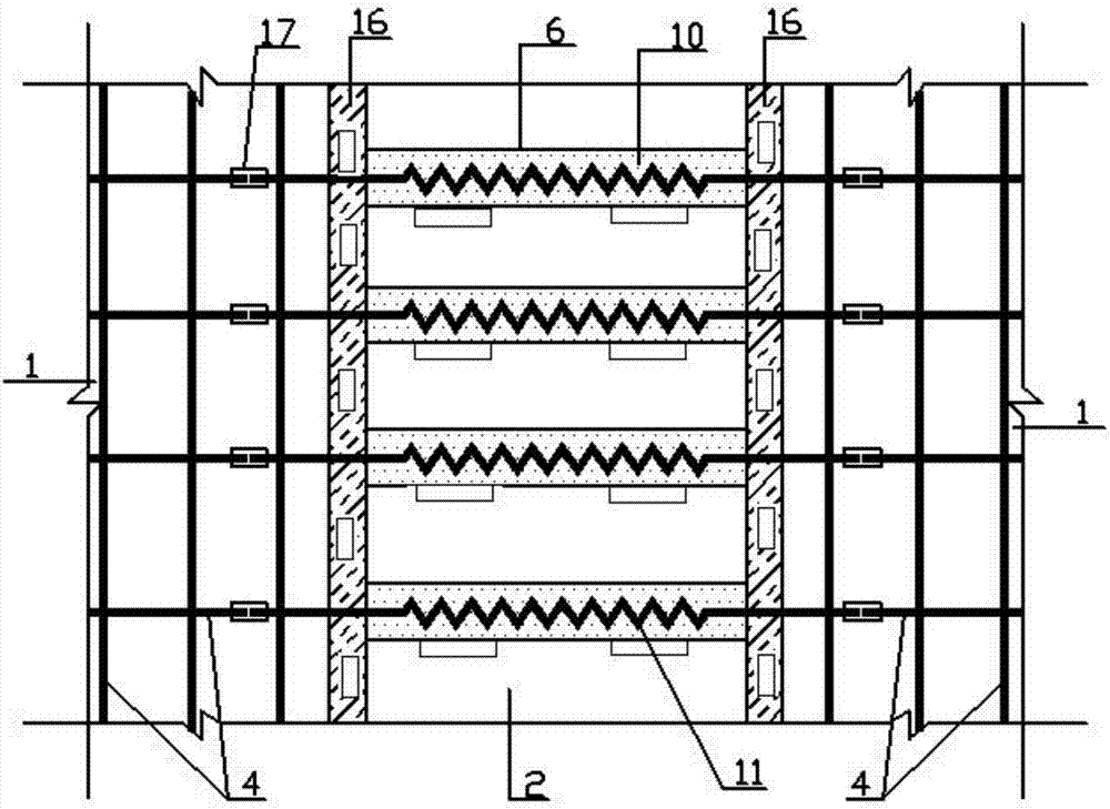 Controllable device capable of releasing stress generated by temperature and contraction of overlong concrete structure and construction method