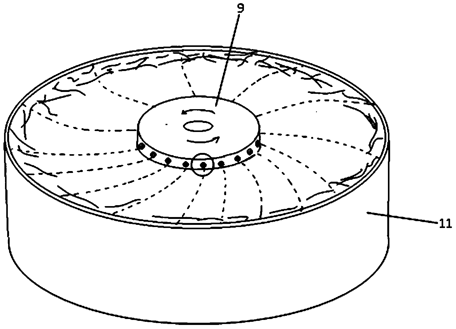 Airflow rotary table spinning device used for preparing nanofiber