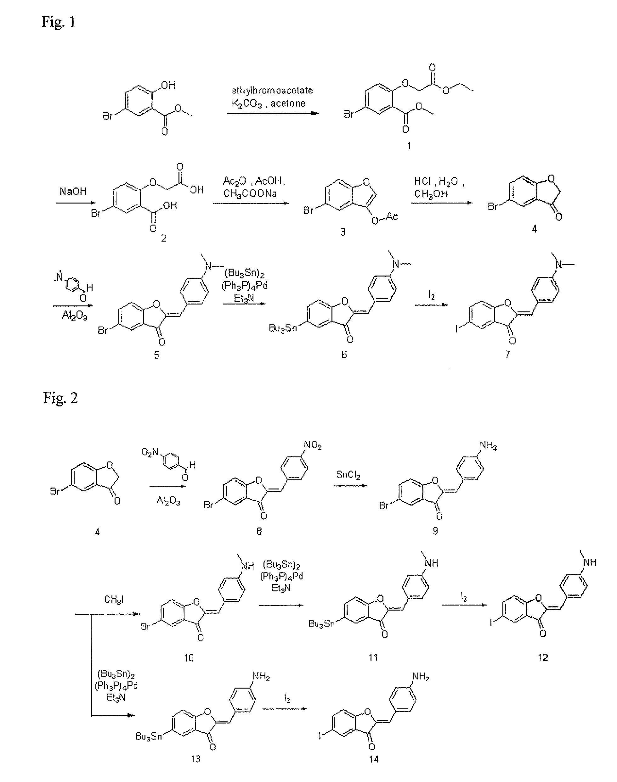 Aurone derivative-containing composition for diagnosis