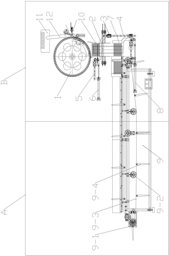 Efficient slice arrangement device used for disposable sanitary product manufacturing equipment