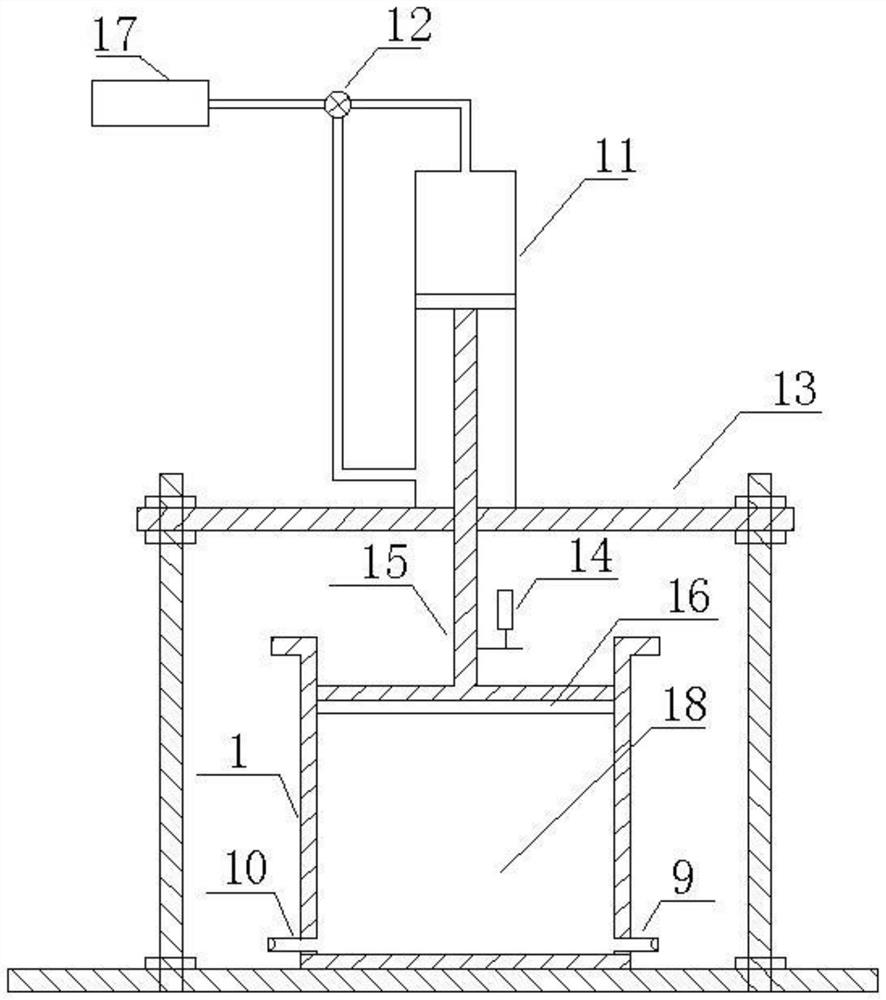 No-fill vibro-shock test device and test method for simulating in-situ stress state sandy soil