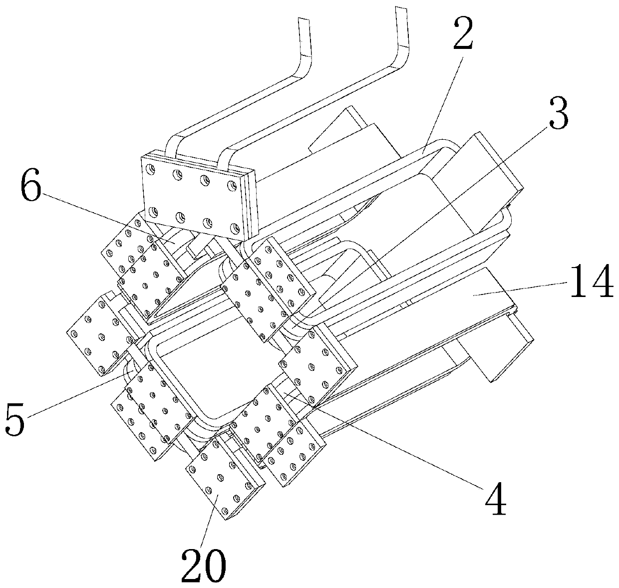 High-temperature superconduction four-pole magnet structure applicable to particle medical transportation technology