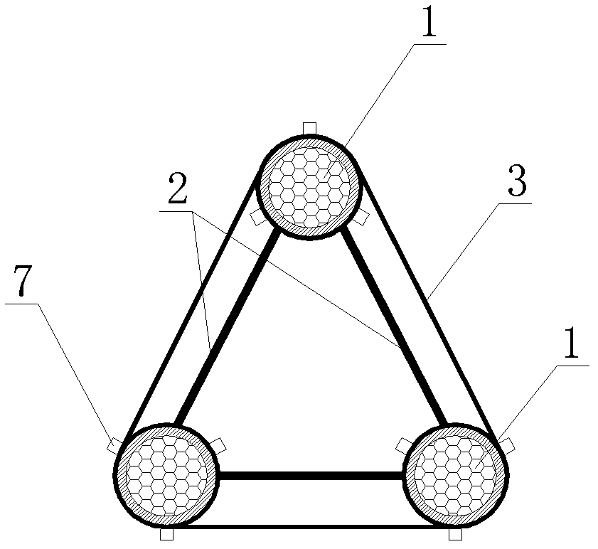 Rigid grid structure for constraining sludge flow and using method thereof