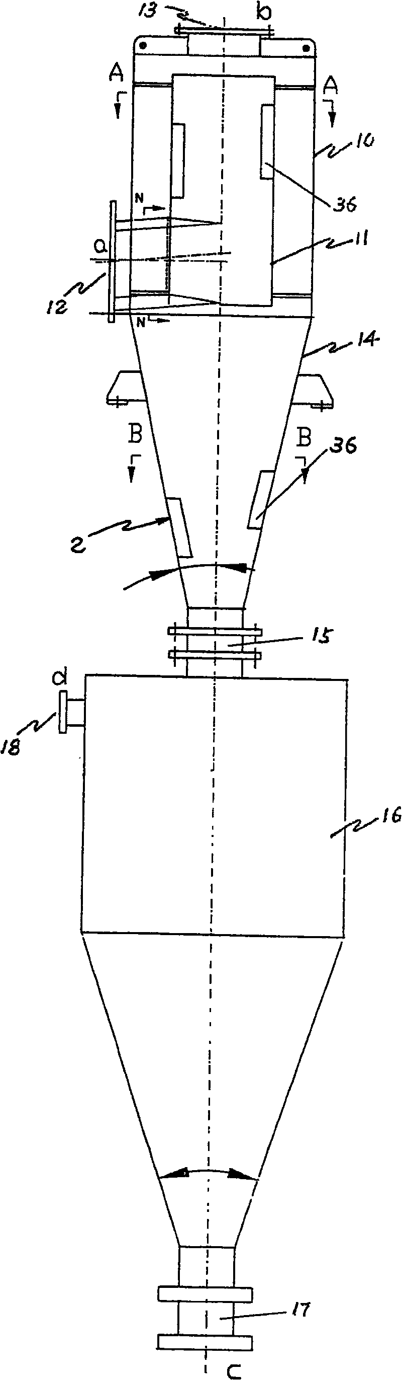 Powder granule circulation whirlwind multi-level grading device