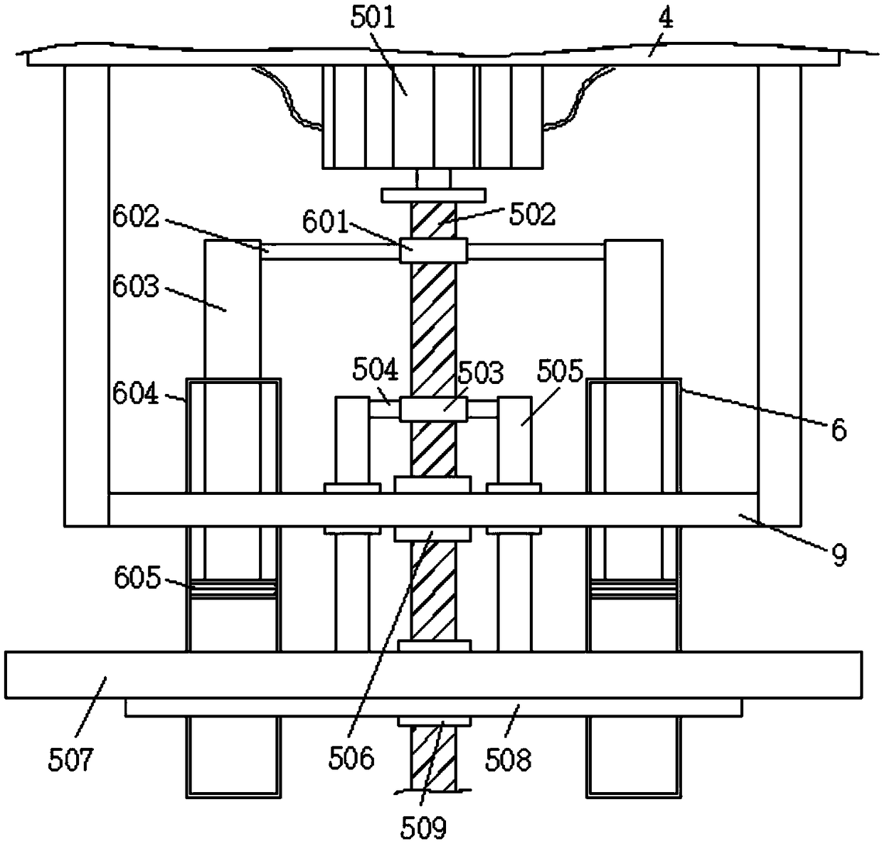 Shredded radish pickling device for preventing shredded radish from floating on the basis of mechanical drive