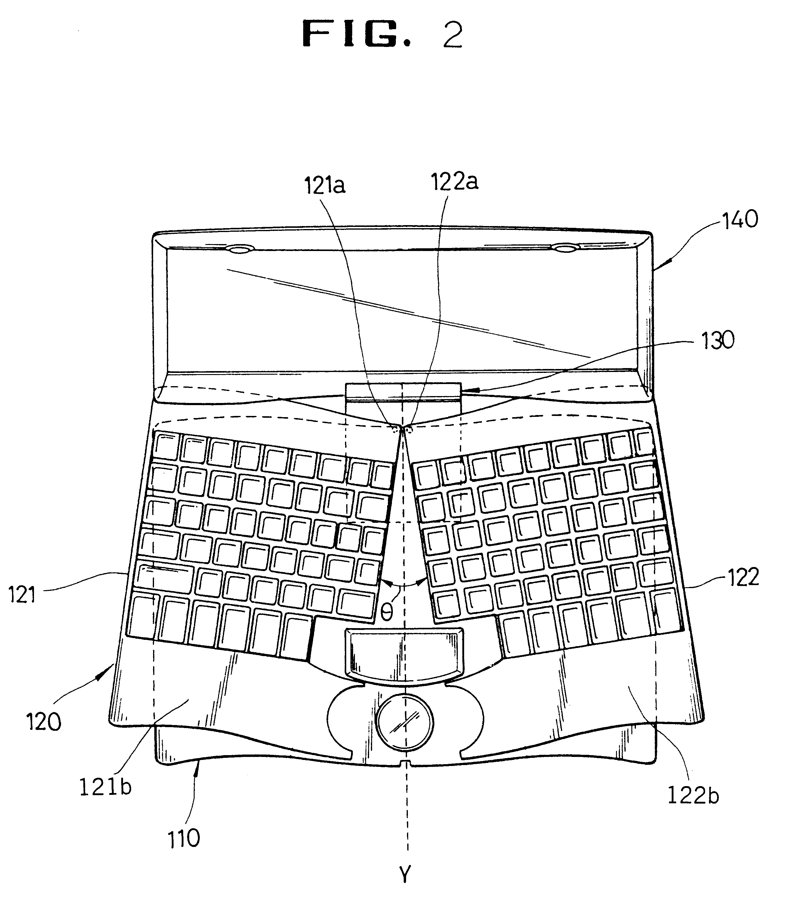 Portable computer system having ergonomic keyboard and detachable display unit