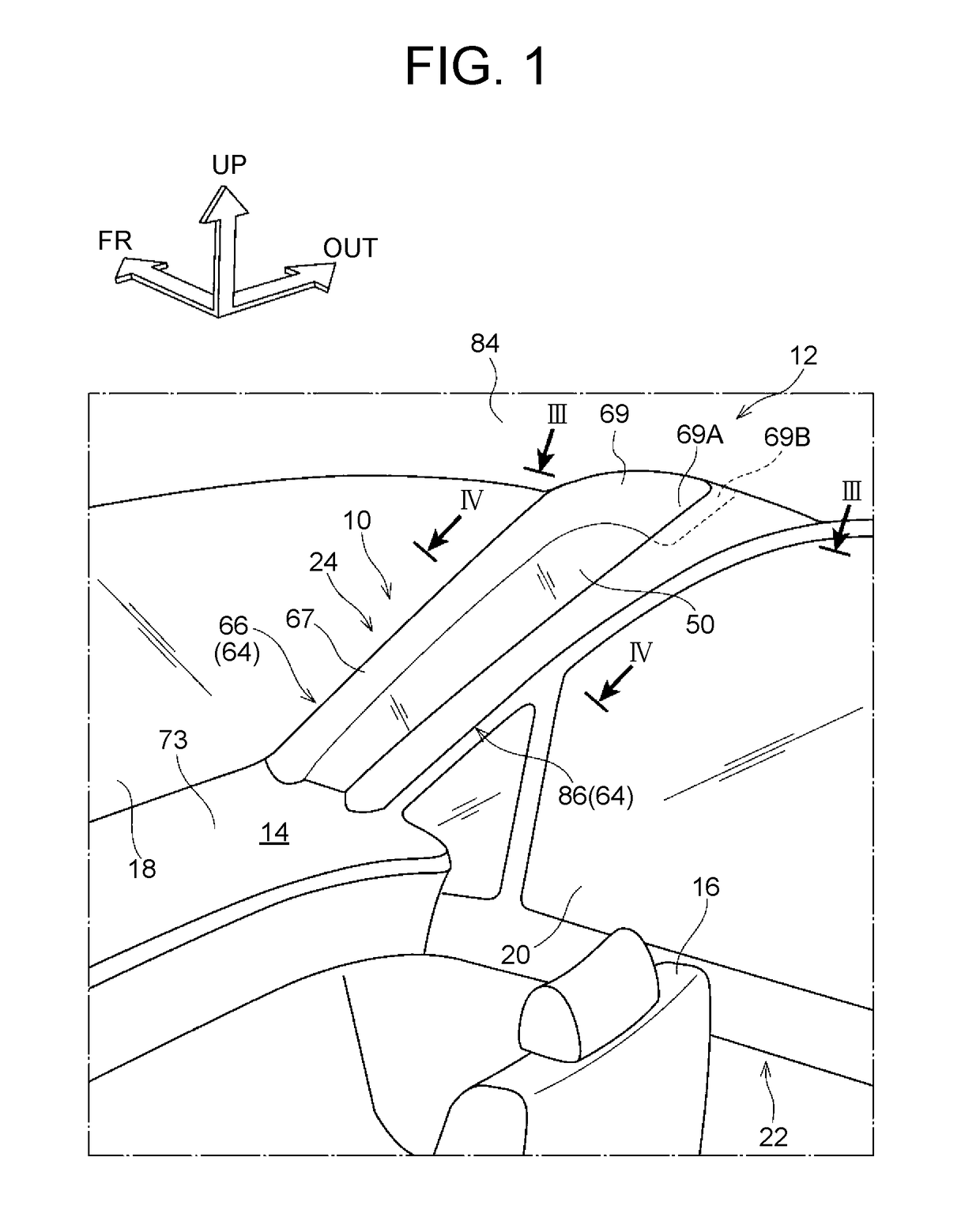 Curtain airbag device mounting structure and curtain airbag deployment method