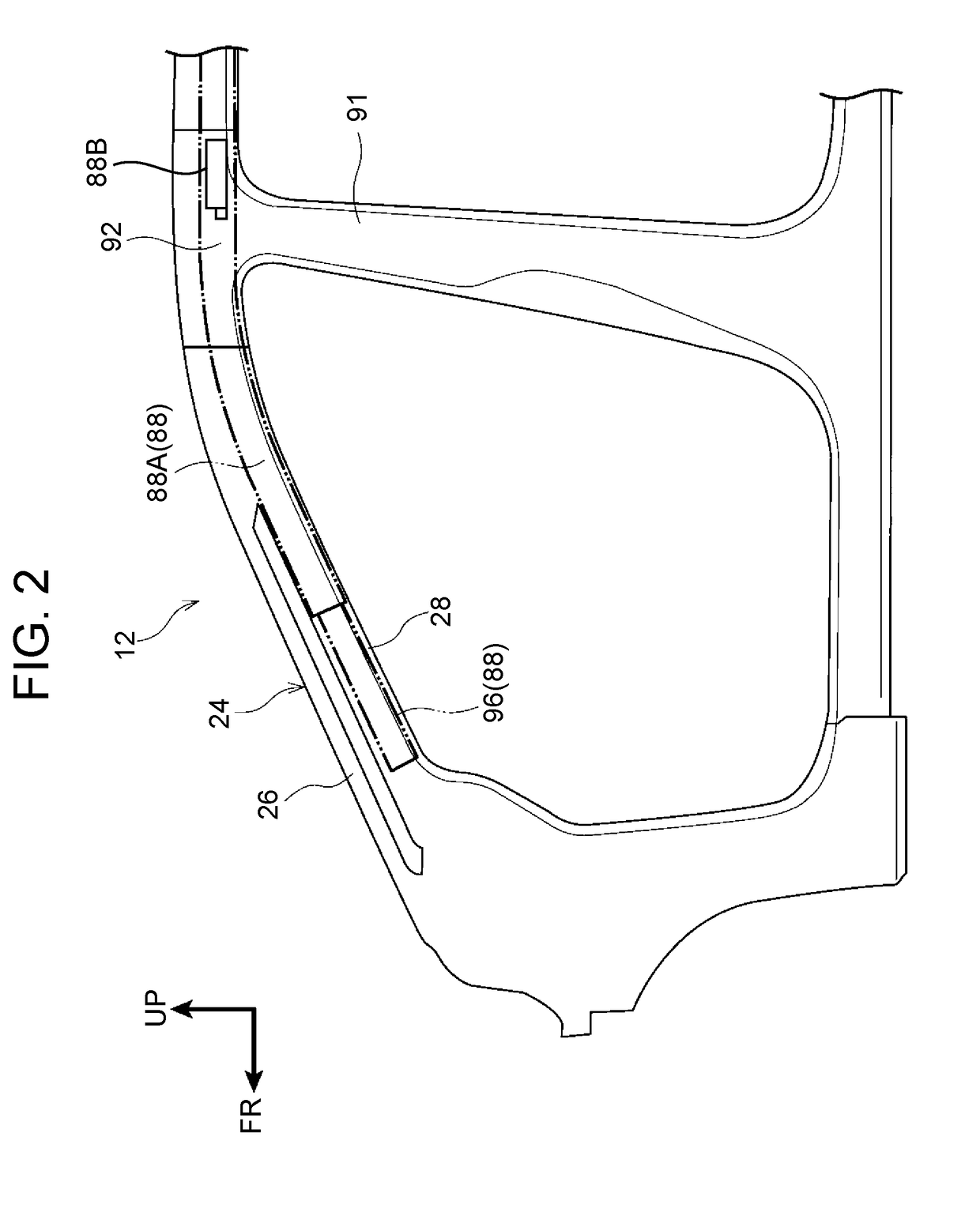 Curtain airbag device mounting structure and curtain airbag deployment method