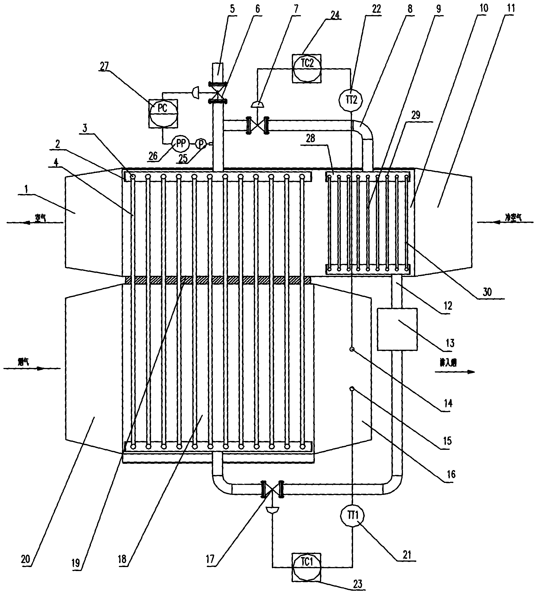 Heat pipe air preheater