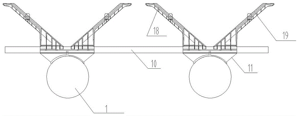 Support device for overwater solar photovoltaic array