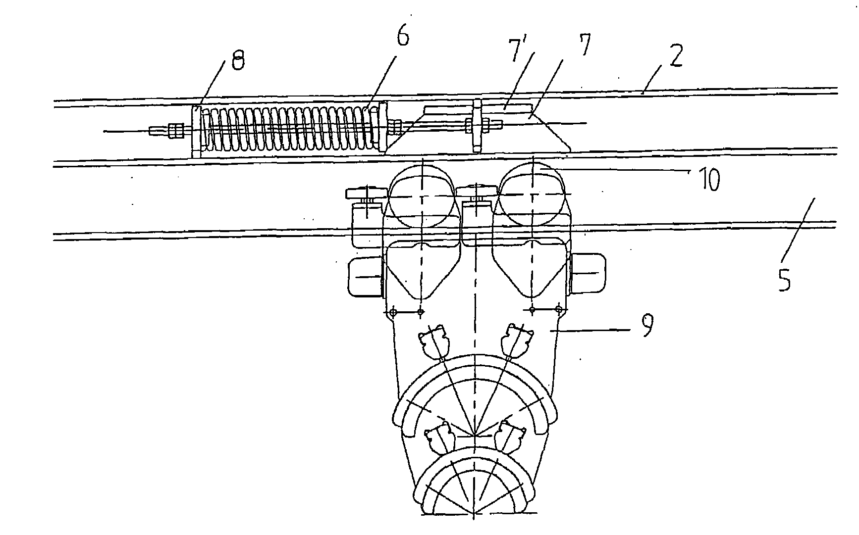 Crane with boom and running track for a cable carrier