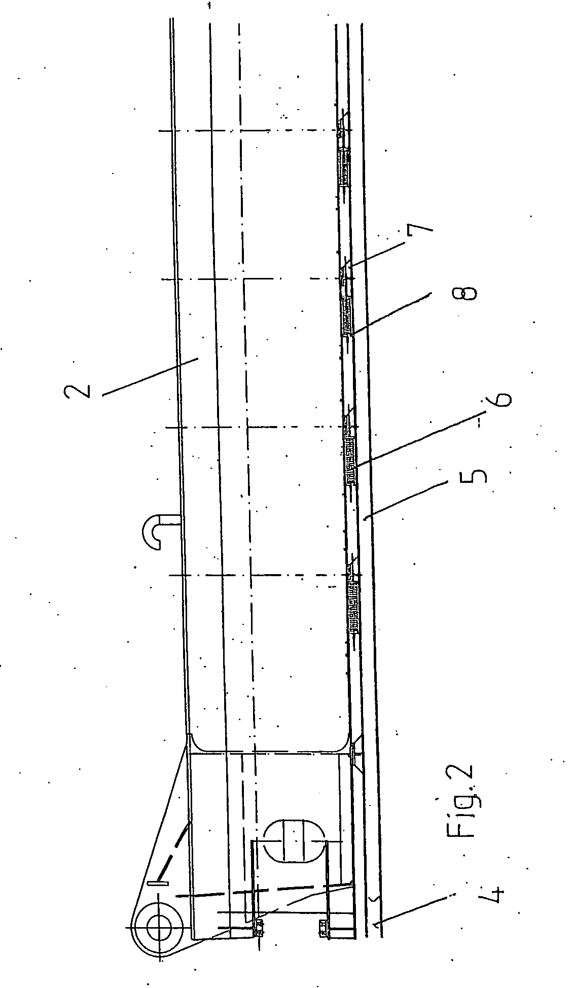 Crane with boom and running track for a cable carrier