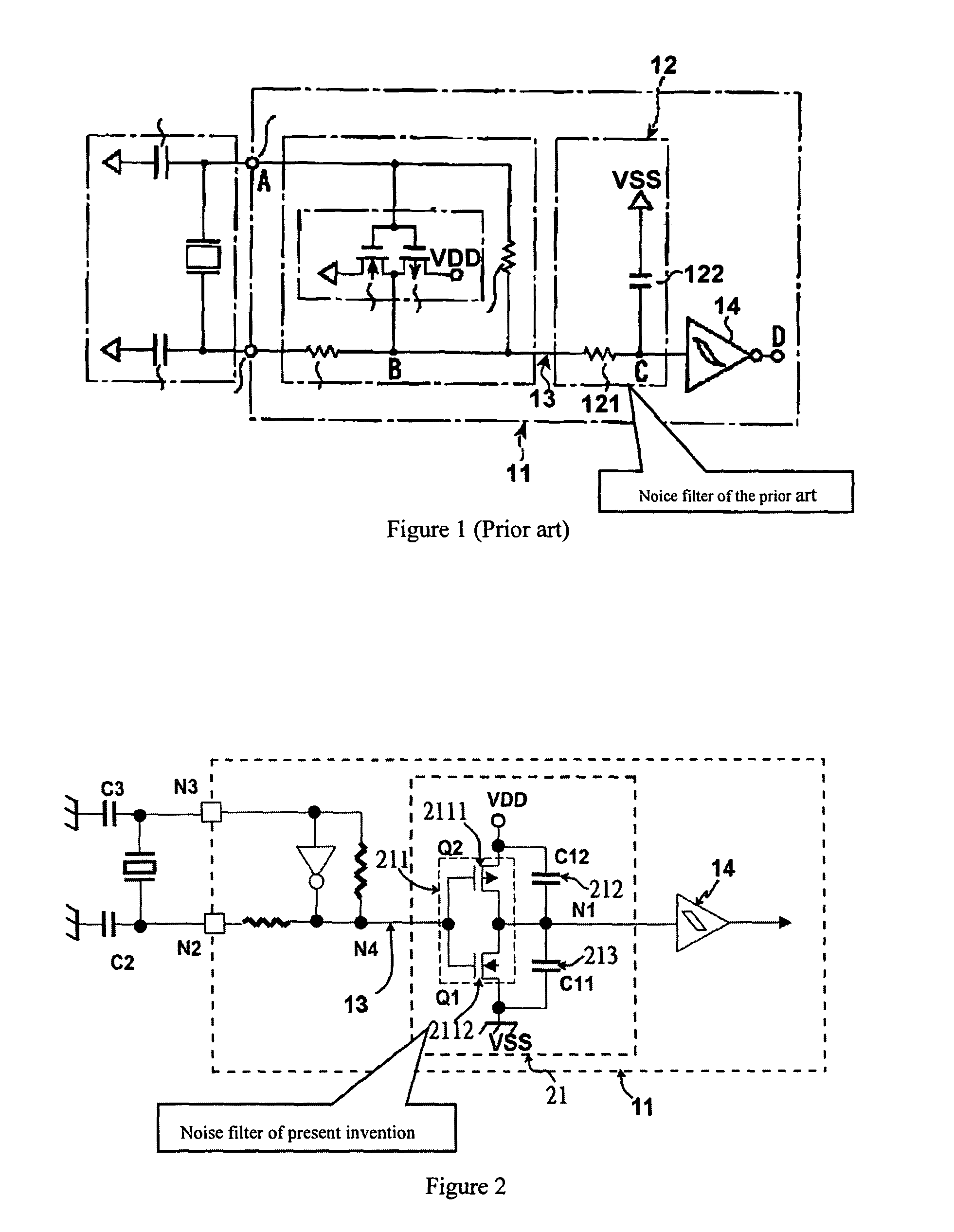 Noise filter for an integrated circuit