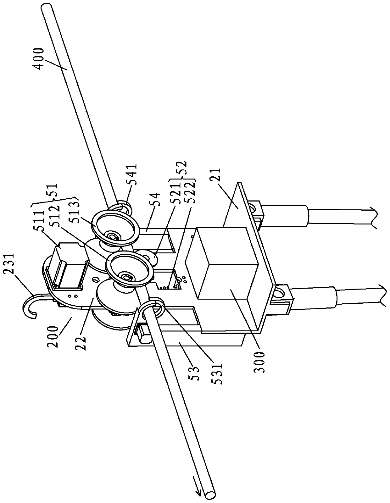 Pruning system for automatic pruning robot for overhead power transmission lines