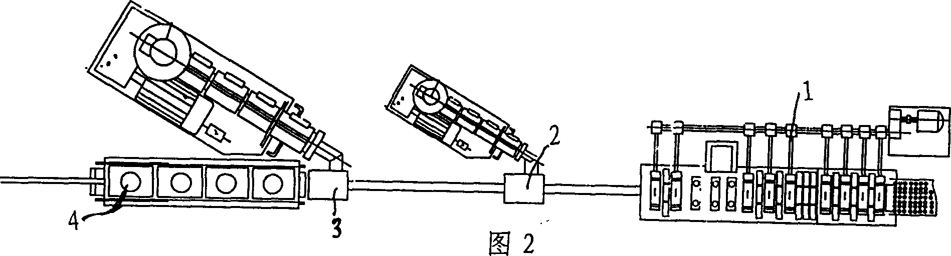 Continuous production equipment of steel-plastics composite pipe with internal and external surfaces of holed steel skeleton coated with adhesive