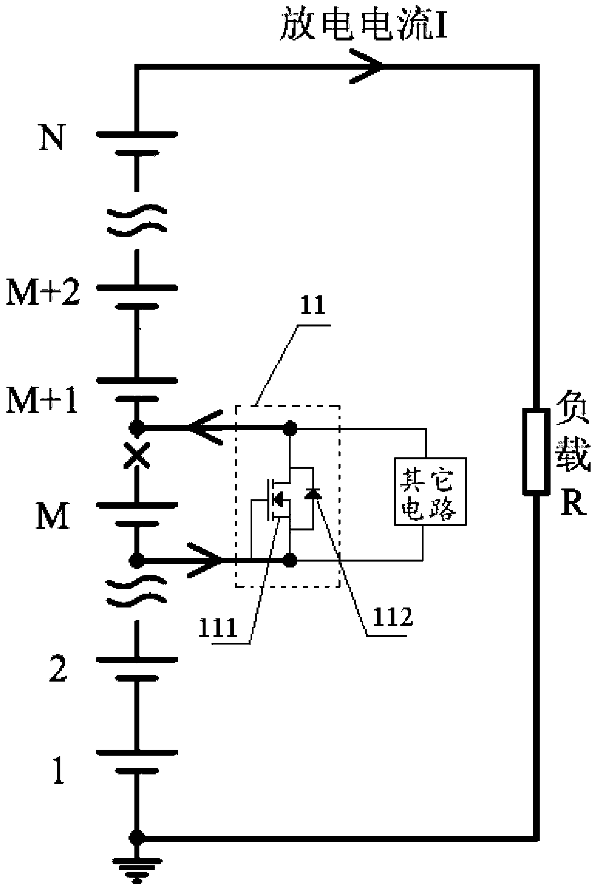 Electrode rupture protection circuit for series battery pack based on discrete components