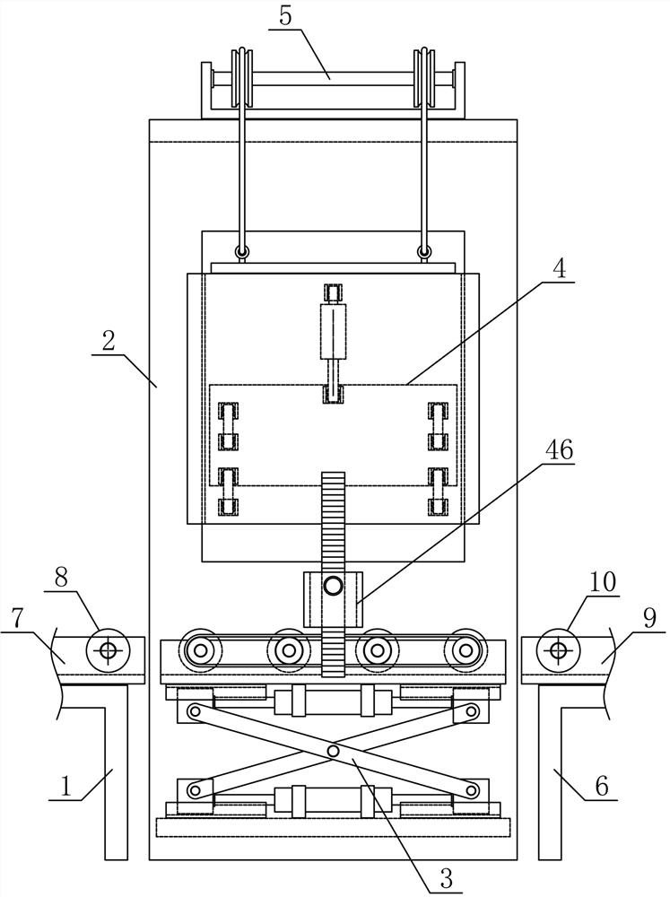 Working method of packaging box stacking mechanism