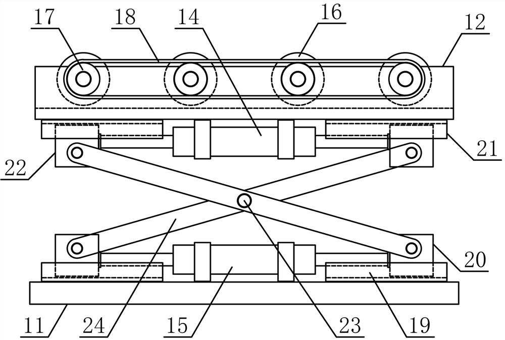 Working method of packaging box stacking mechanism