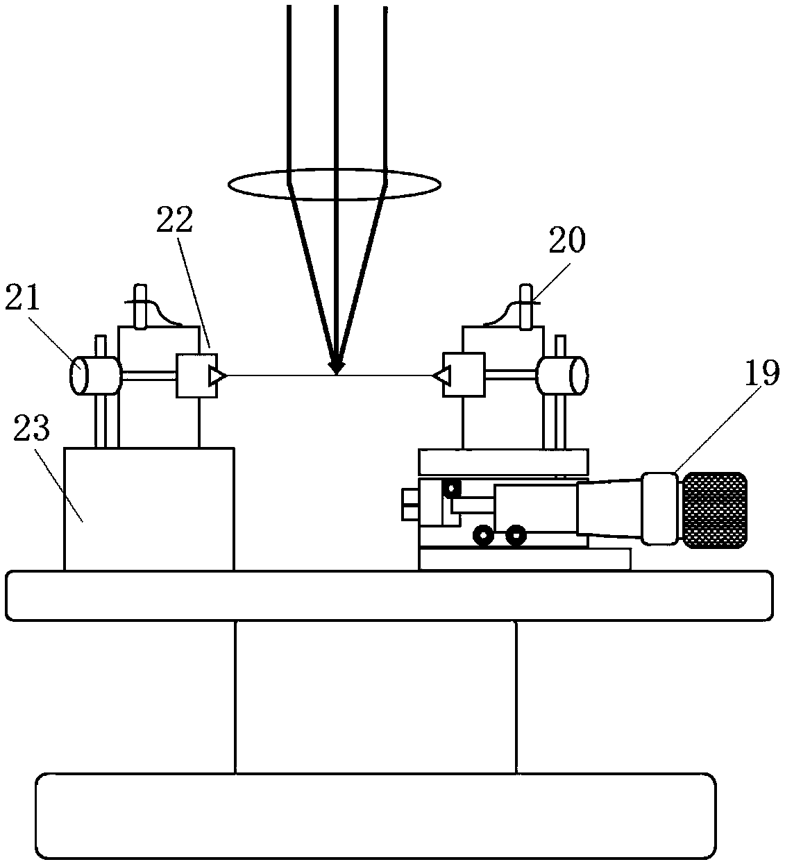 Device and method for preparing in-situ electron microscopy sample by adopting converged femtosecond laser