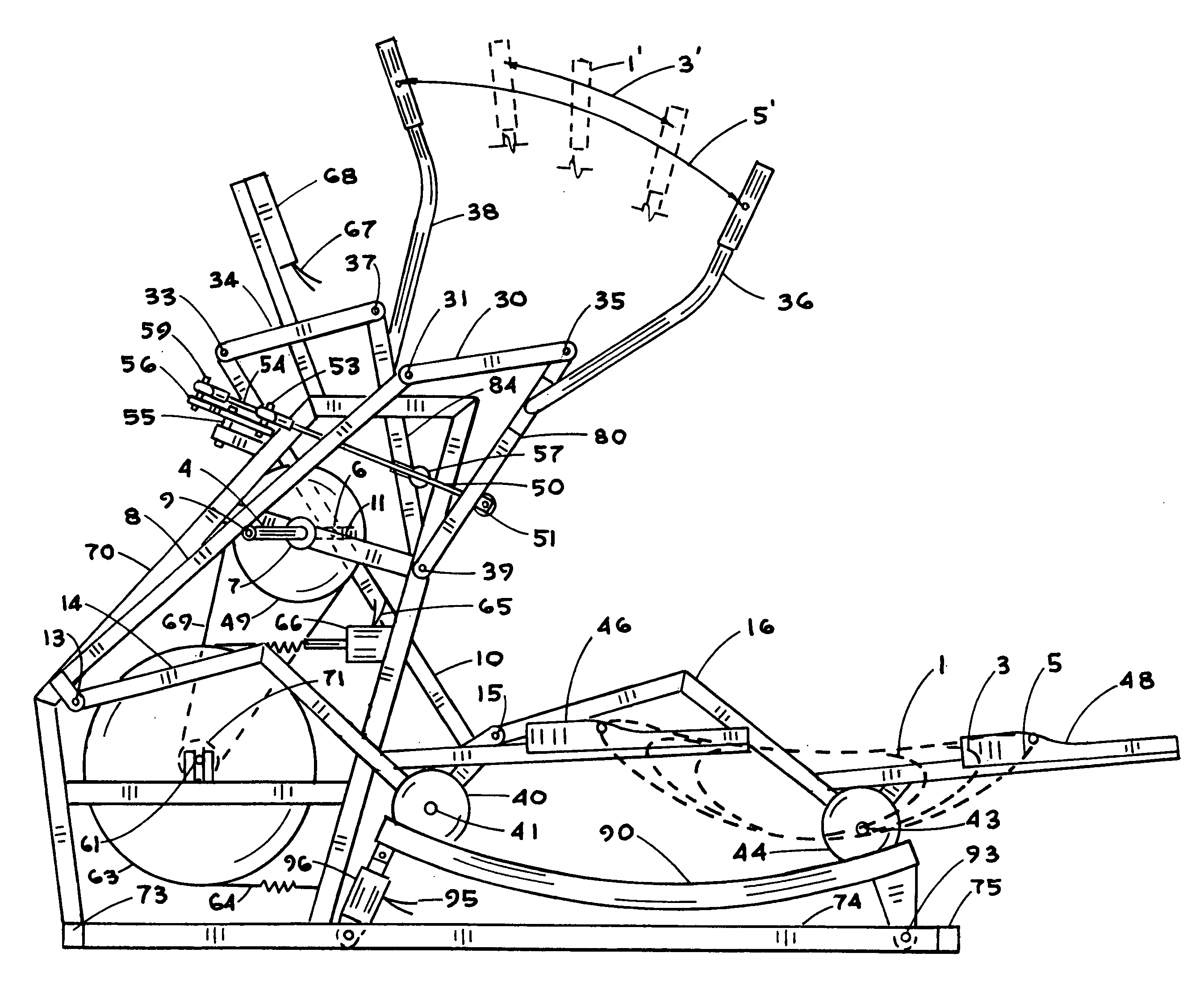 Selective stride elliptical exercise apparatus