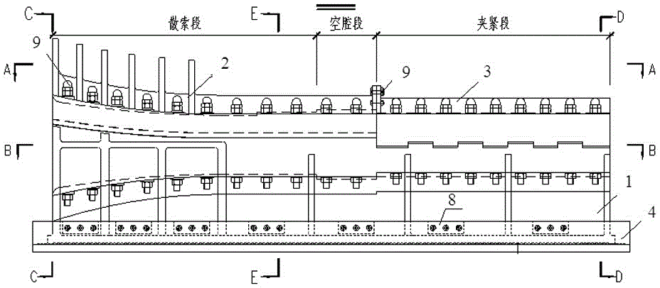 Main cable strand dispersing structure for suspension bridge