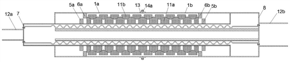 Buckling-restrained corrugated pipe energy dissipation supporting device based on ring spring self-resetting and manufacturing method