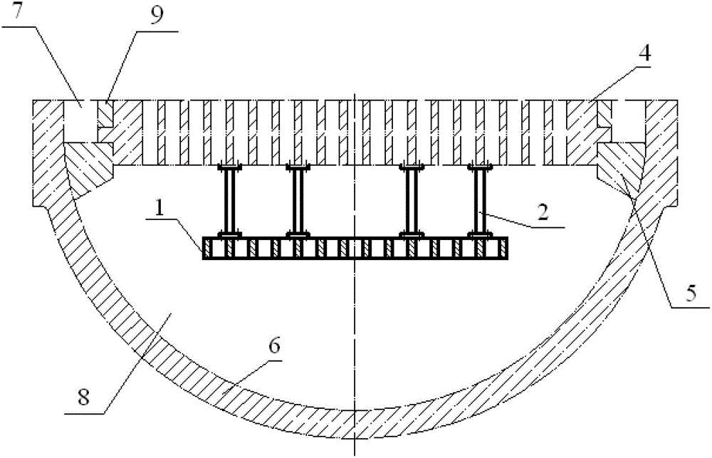 A plate-shaped flow distribution device for the lower chamber of a nuclear reactor