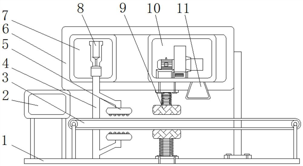 A belt cleaning and wear-resistant storage device for tempered glass production