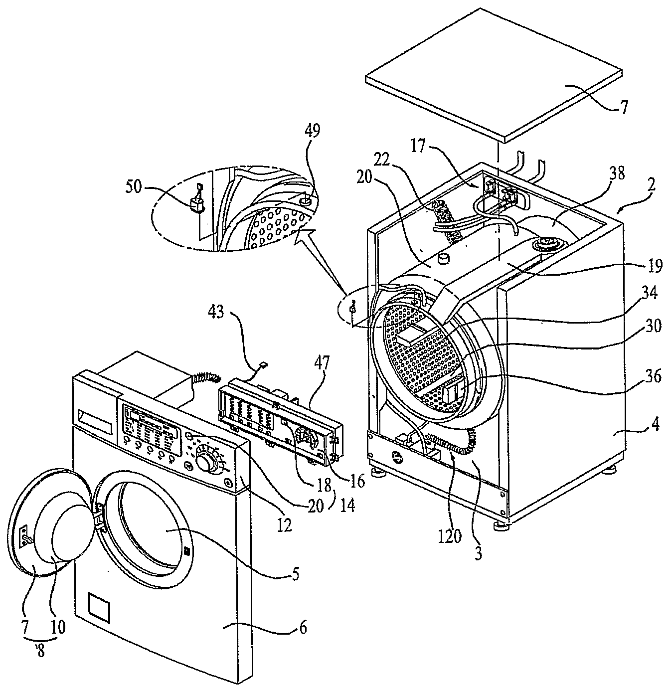 Washing machine having lamp device and control method of the same