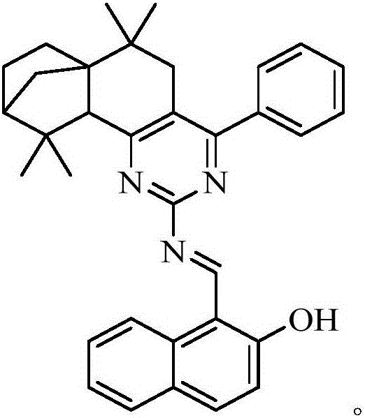 Iso-longitolanone based hexahydroquinazoline-2-amine Schiff base Zn&lt;2+&gt; fluorescent probe as well as preparation method and application thereof