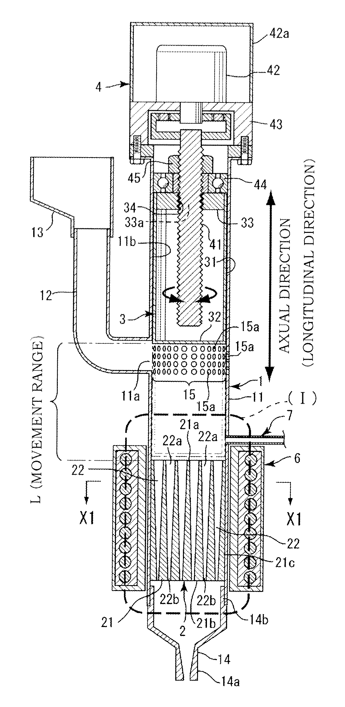 Injection device in molding machine