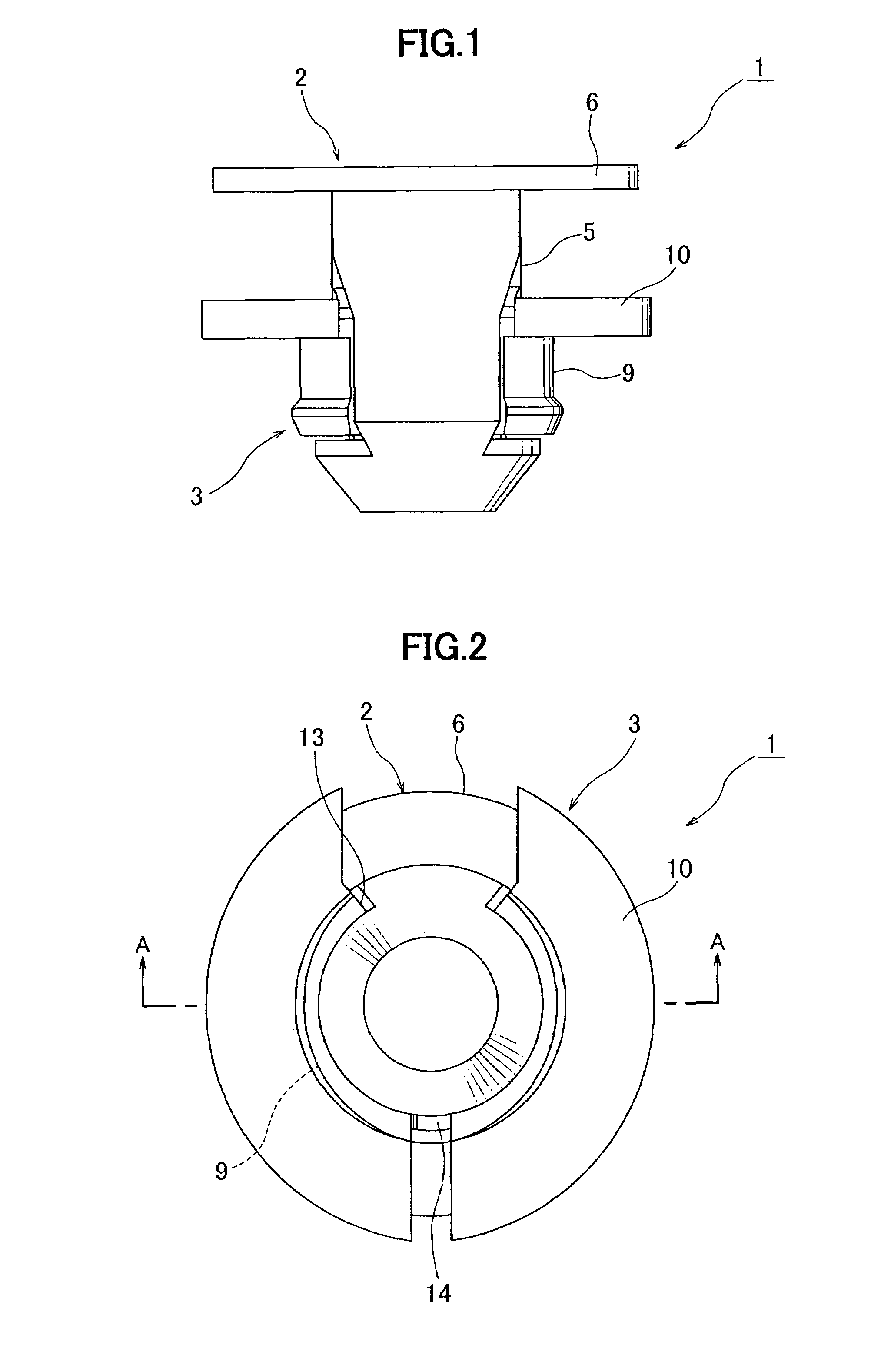 Clip comprising a pin and a bush