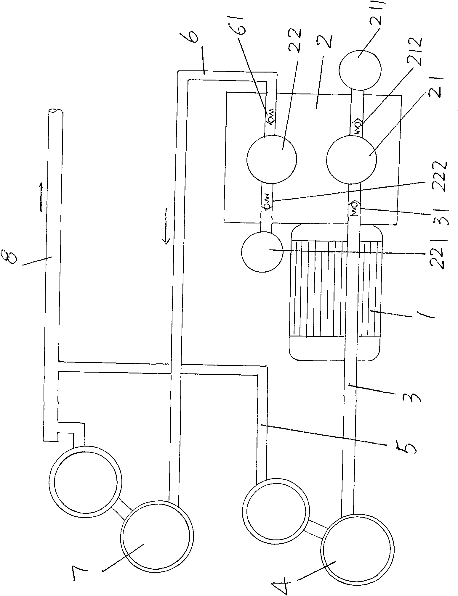 Air generating mechanism for pre-network devices for polyamide composite filaments