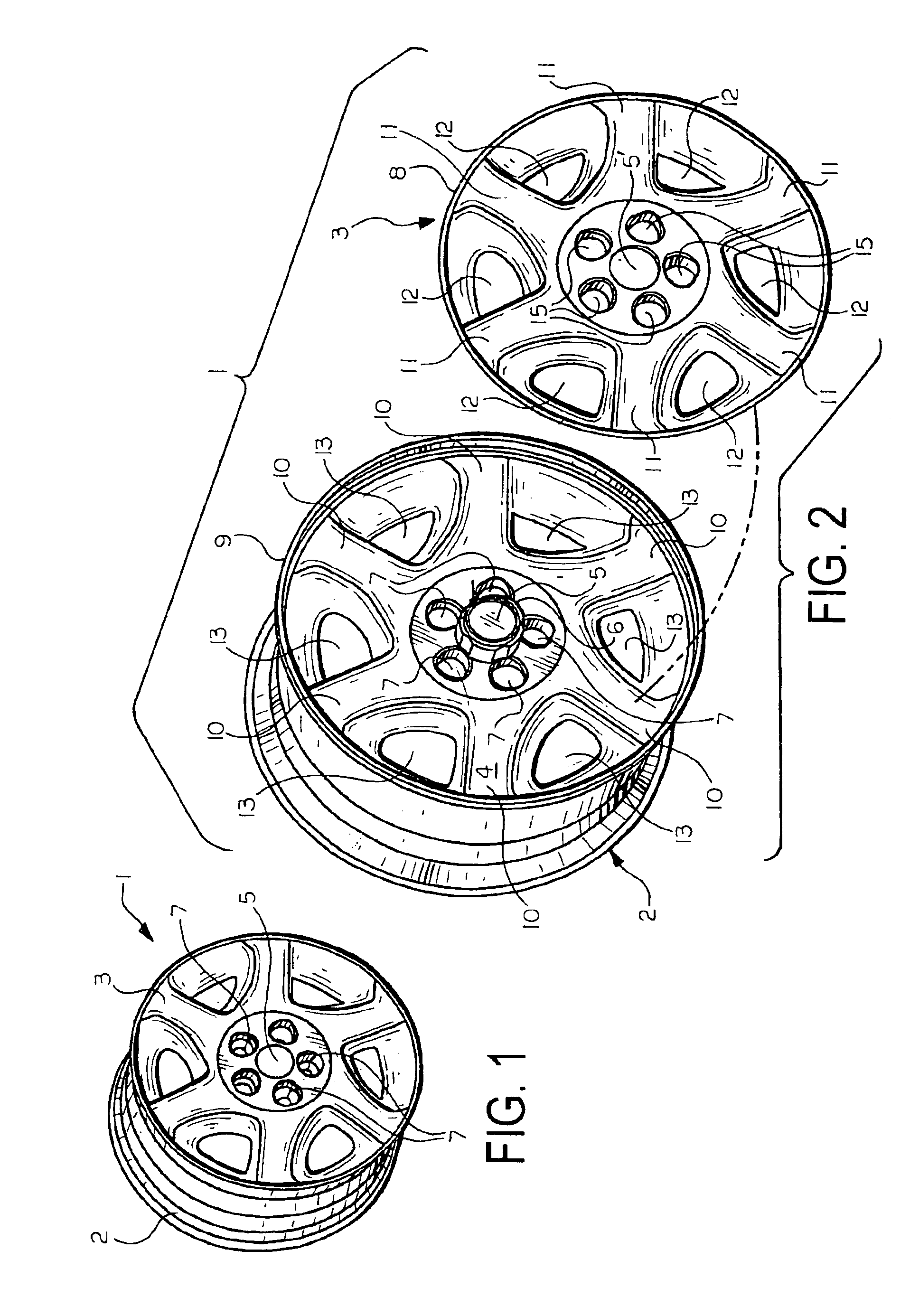 Adhesive patterns for vehicle wheel assemblies