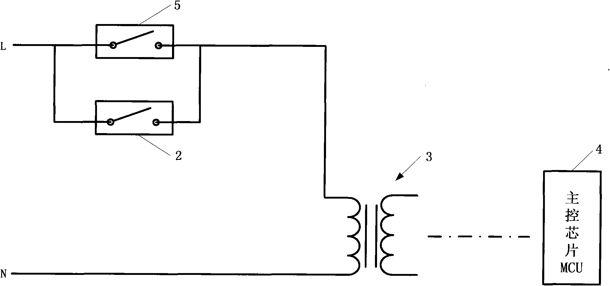 Power-on circuit for washing machine and power-on method thereof