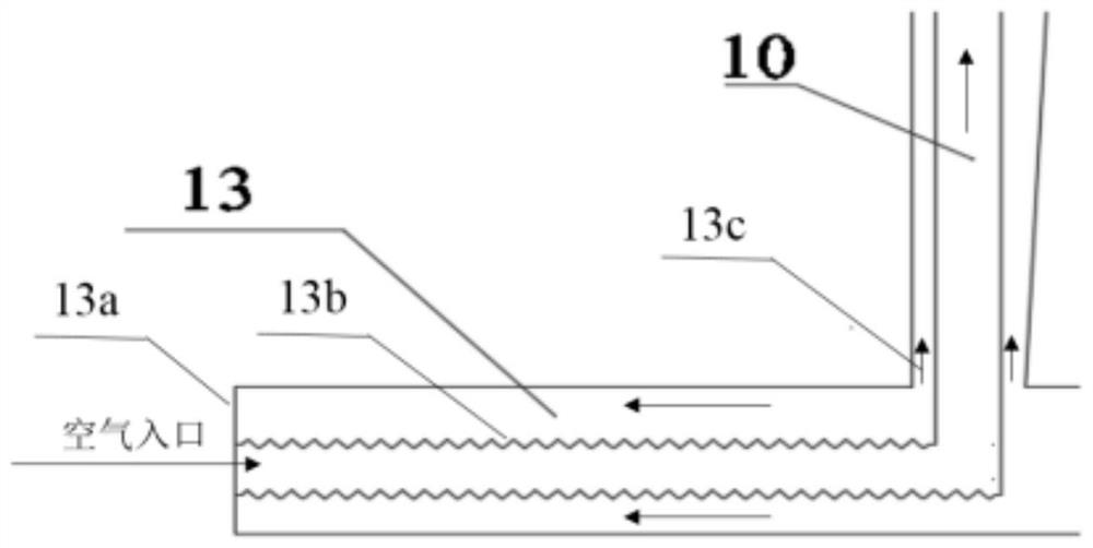 Radiant tube heating device with self-preheating type flue gas recirculation