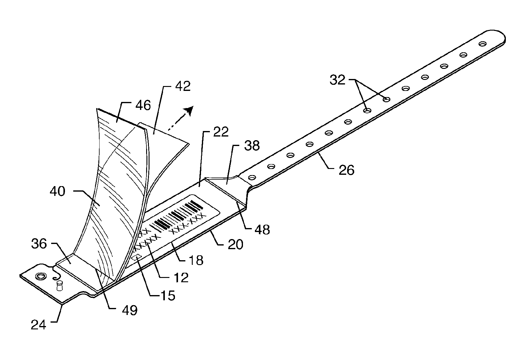 Identification bracelet with sealable window